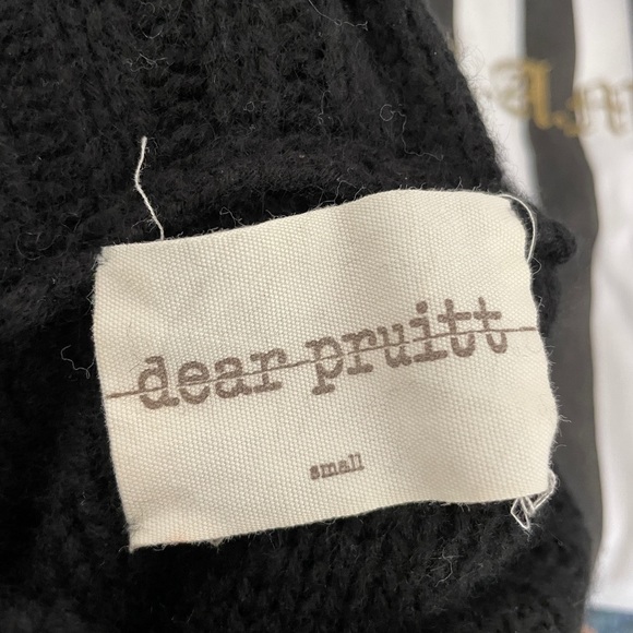 Dear Pruitt Cashmere sweater turtleneck black gray trim - Picture 4 of 10